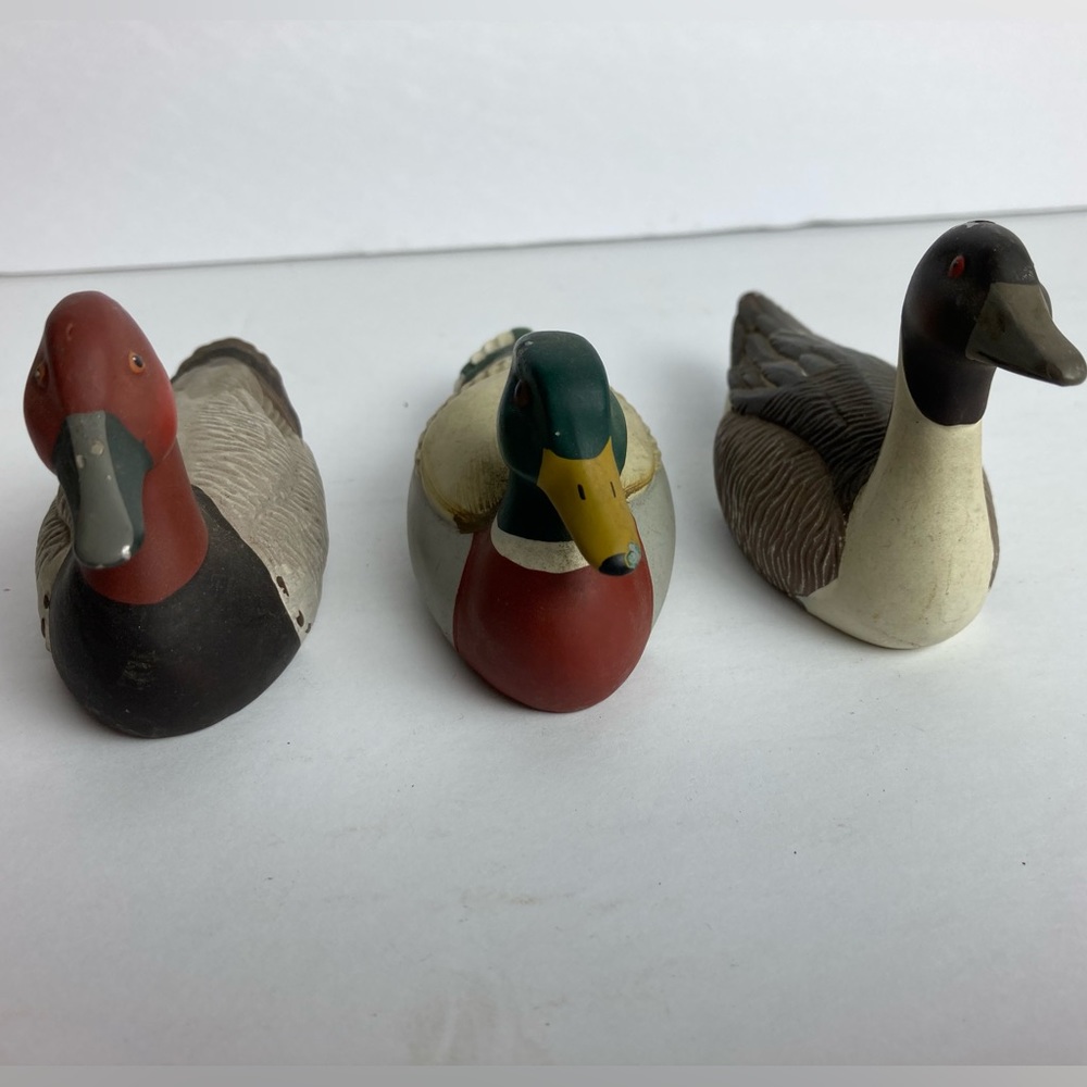 Duck Decoy Series Set Of 3 1983 & 1984 Metal Figurines Avon Vintage